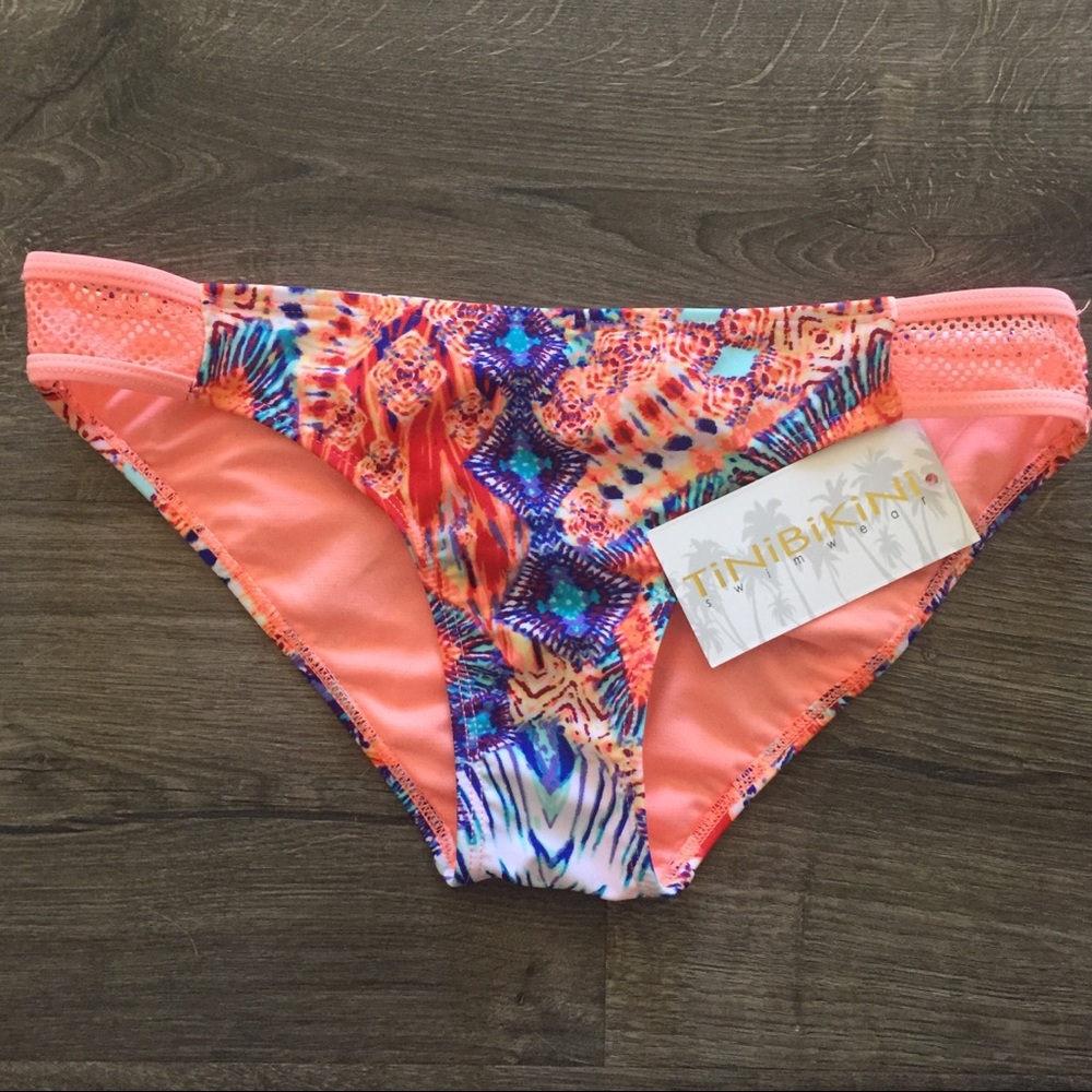 Tinibikini peach and blue patterned bikini bottoms